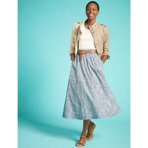 Talbots Poplin Fit & Flare Skirt Herbaceous Vines Size M